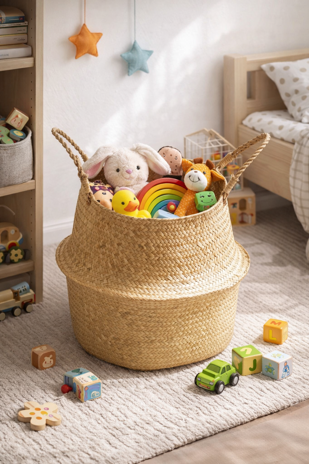 Large Foldable Seagrass Belly Basket