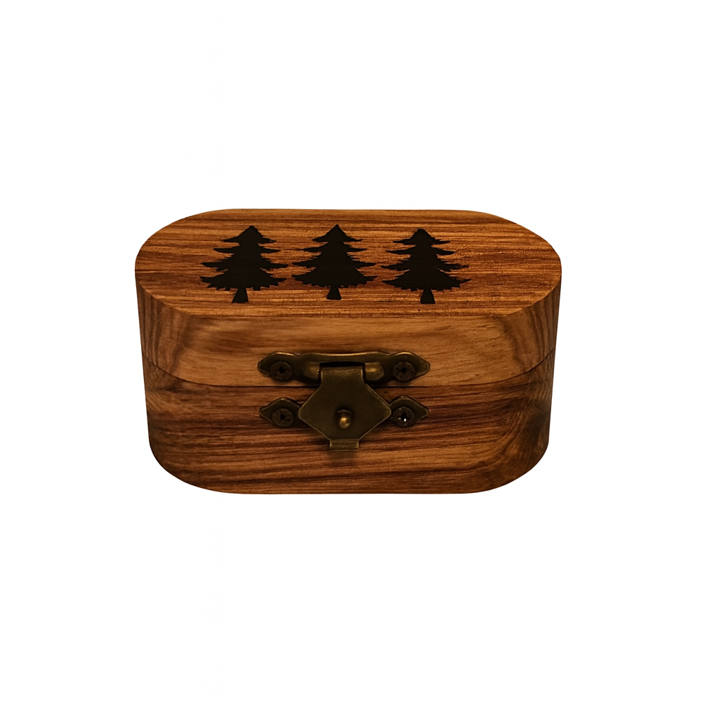 Wood Guitar Pick Box with 5 Wooden Picks – Handmade Guitar Accessory Gift