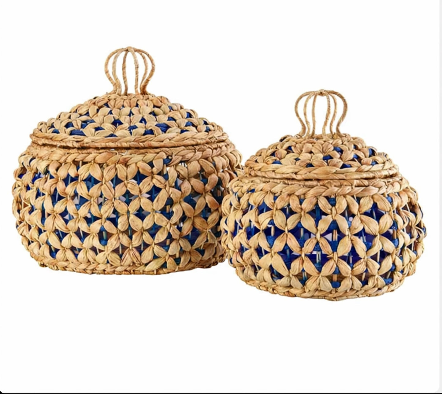Handwoven Seagrass Baskets with Lids – Natural Storage Baskets (2 Sizes)