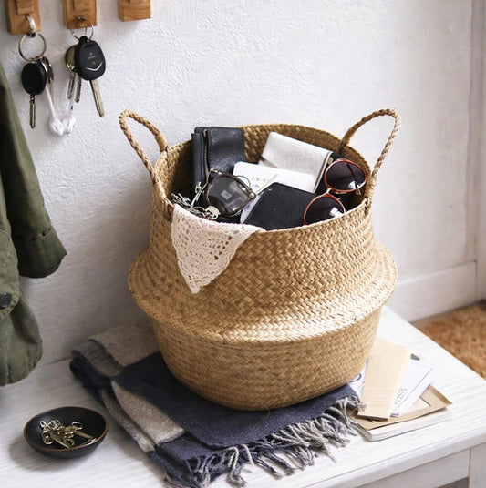 Large Foldable Seagrass Belly Basket