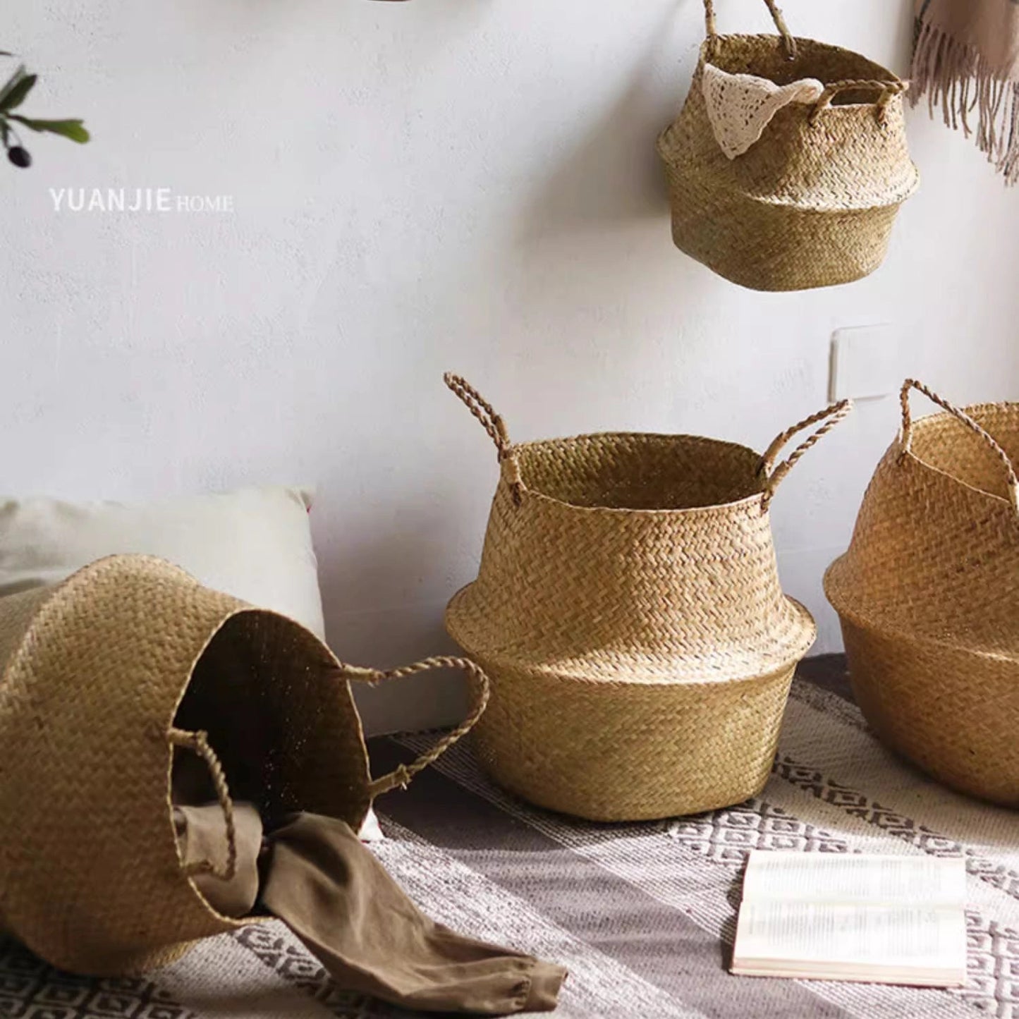 Large Foldable Seagrass Belly Basket