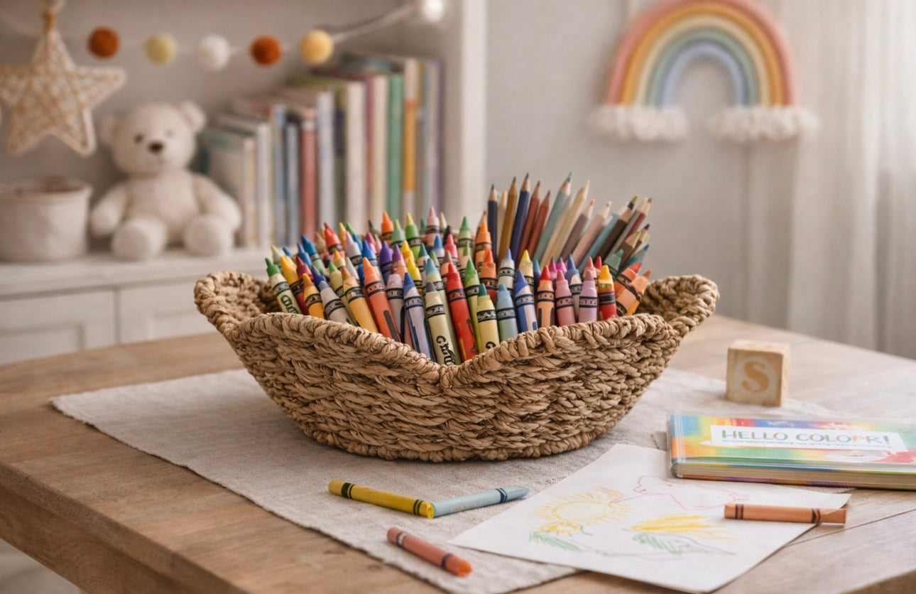 Scalloped Seagrass Basket – Handwoven Natural Basket Bowl | Coastal Farmhouse Décor