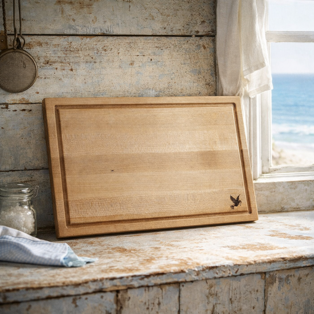Handcrafted Maple Cutting Board with Juice Groove | Seagrass & Wood Signature Board | 12x18 Hardwood Charcuterie Board