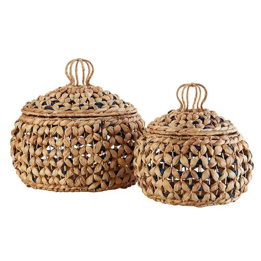 Handwoven Seagrass Baskets with Lids – Natural Storage Baskets (2 Sizes)