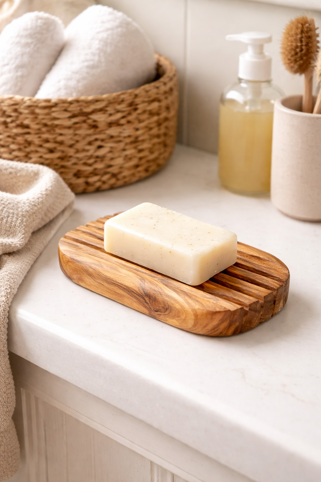 Olive Wood Soap Dish – Handcrafted Natural Drainage Tray