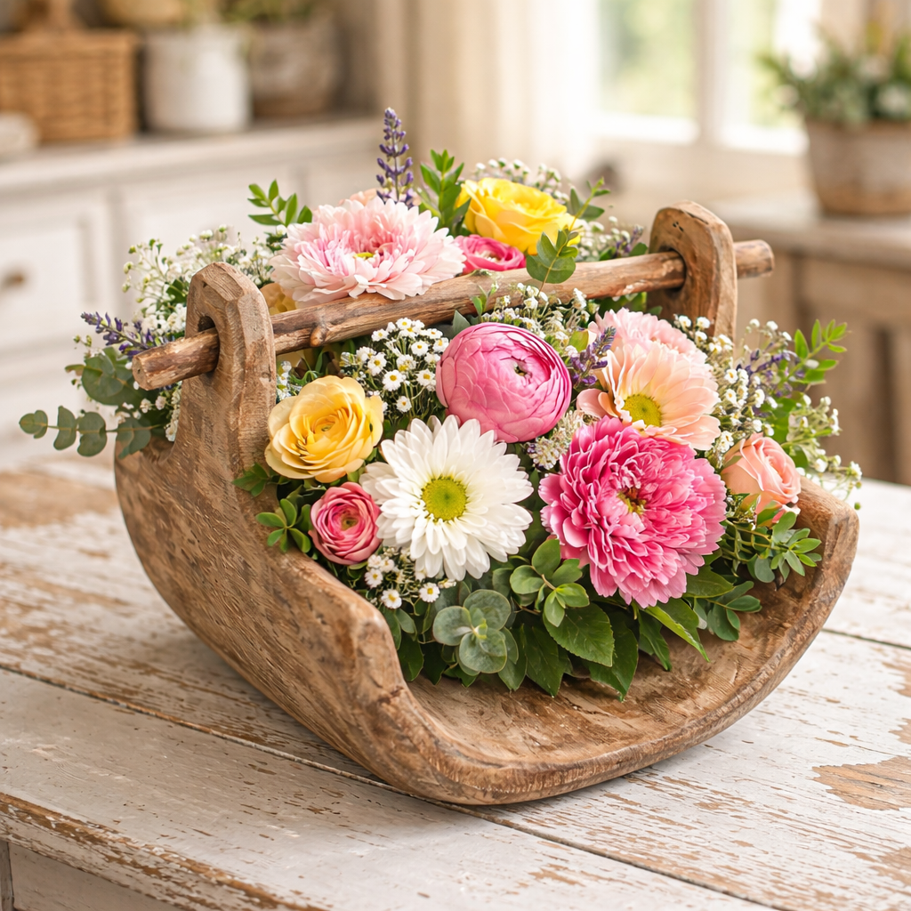 Rustic Wooden Basket